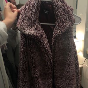 maroon fluffy vest